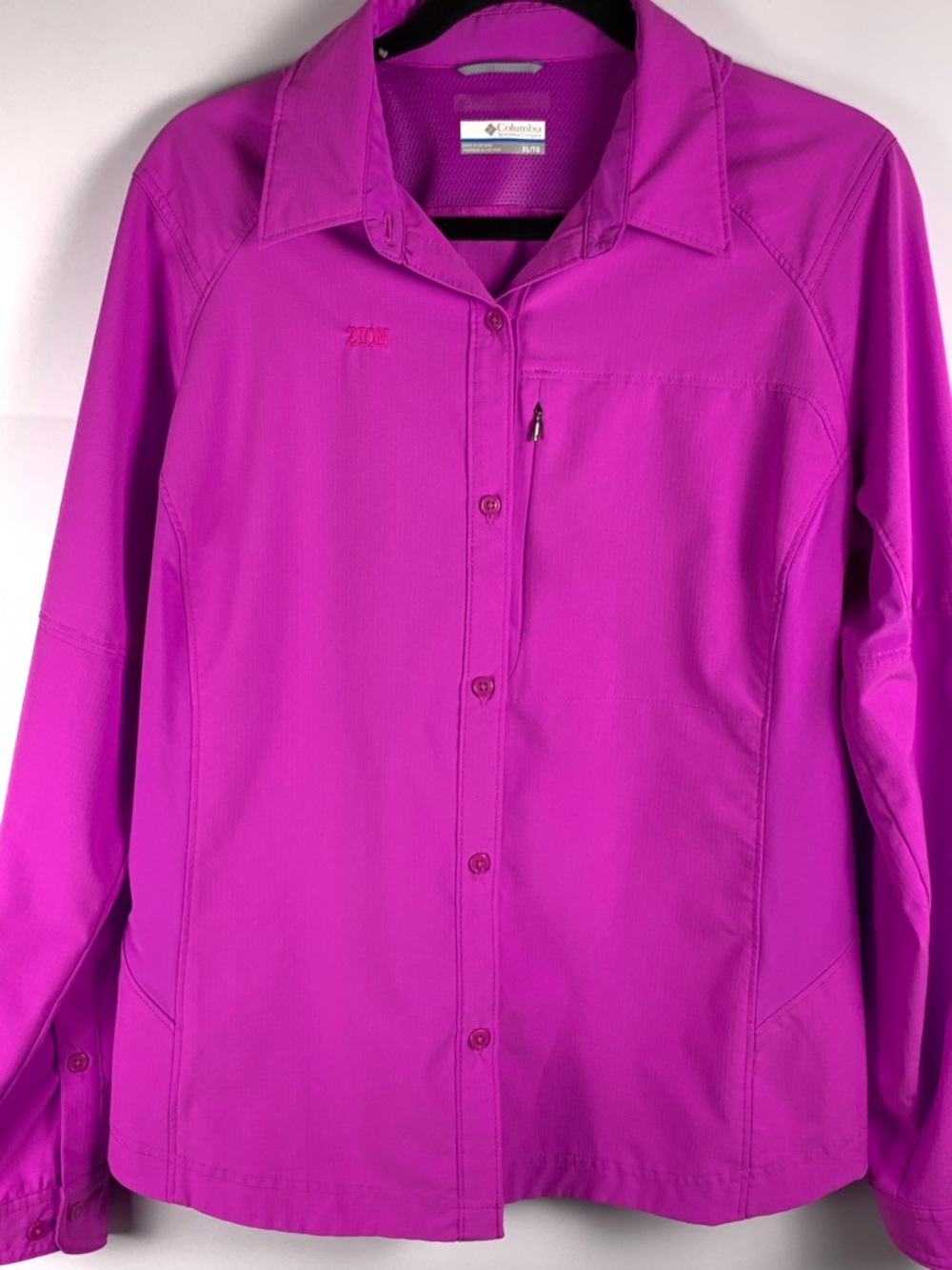 Columbia Omni Shade Pink Button Up Shirt XL Sun Protection Hiking Fishing